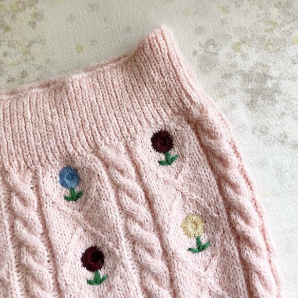 Zara Small Knit Tube Top Pink Floral Embroidered Sweater - Picture 3 of 8